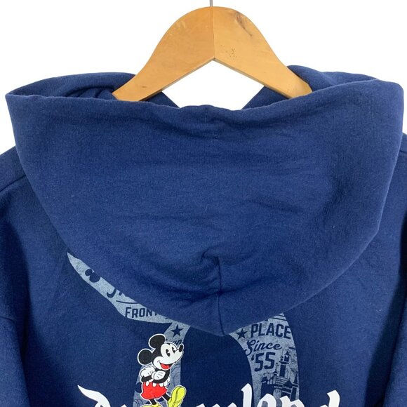 VTG Disneyland Blue Hoodie M Mickey Mouse D Logo Disney Apparel Kangaroo Pocket - Picture 3 of 8